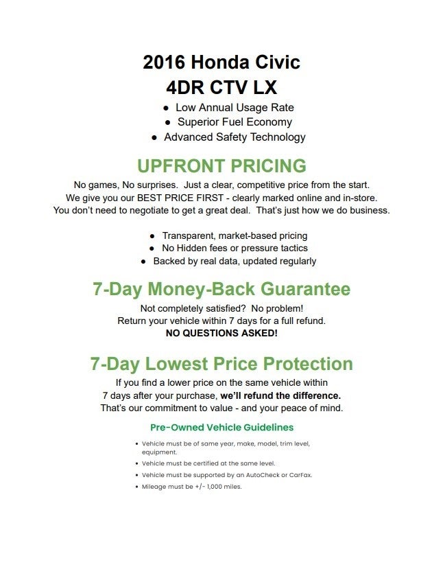 2016 Honda Civic Sedan 4dr CVT LX
