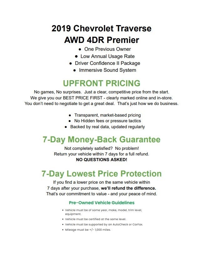 2019 Chevrolet Traverse AWD 4dr Premier w/1LZ