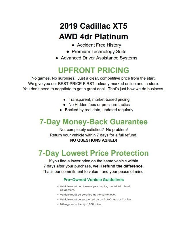 2019 Cadillac XT5 AWD 4dr Platinum