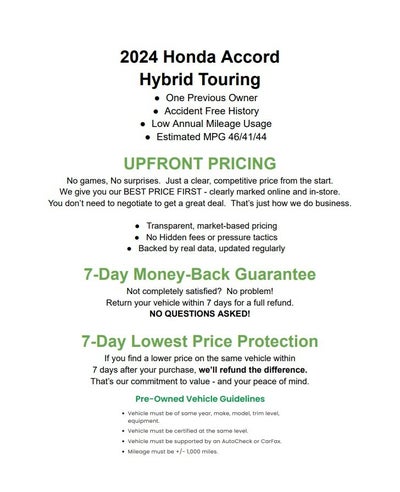 2024 Honda Accord Hybrid Touring Sedan