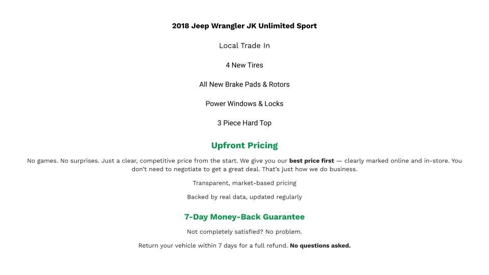 2018 Jeep Wrangler JK Unlimited Sport S 4x4