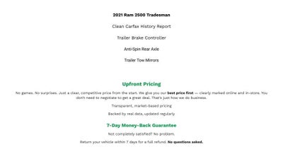 2021 RAM 2500 Tradesman Crew Cab 4x4 6'4' Box