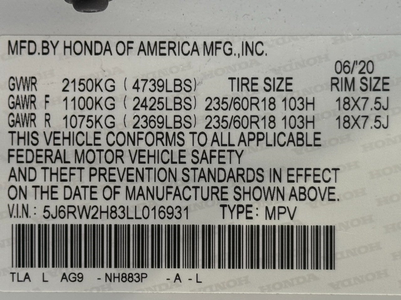 2020 Honda CR-V EX-L AWD