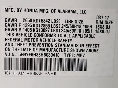 2017 Honda Pilot EX-L w/RES AWD