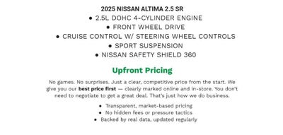 2025 Nissan Altima 2.5 SR