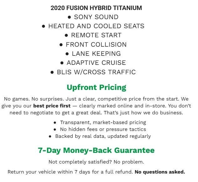 2020 Ford Fusion Hybrid Titanium