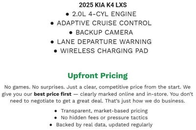 2025 Kia K4 LXS FWD