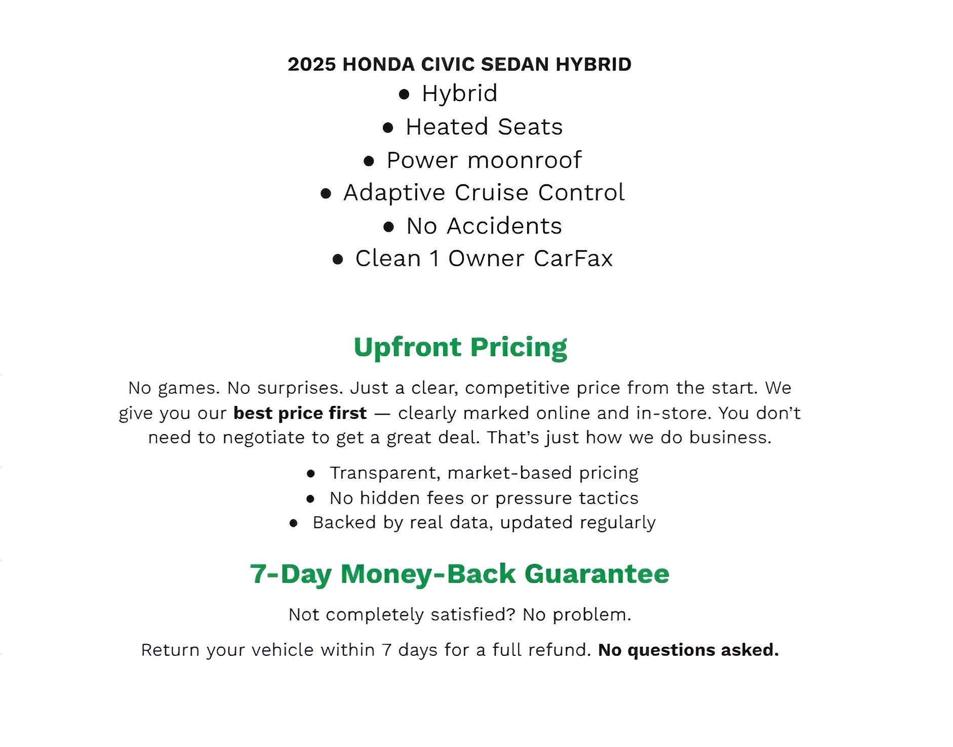 2025 Honda Civic Sedan Hybrid 4DR CAR