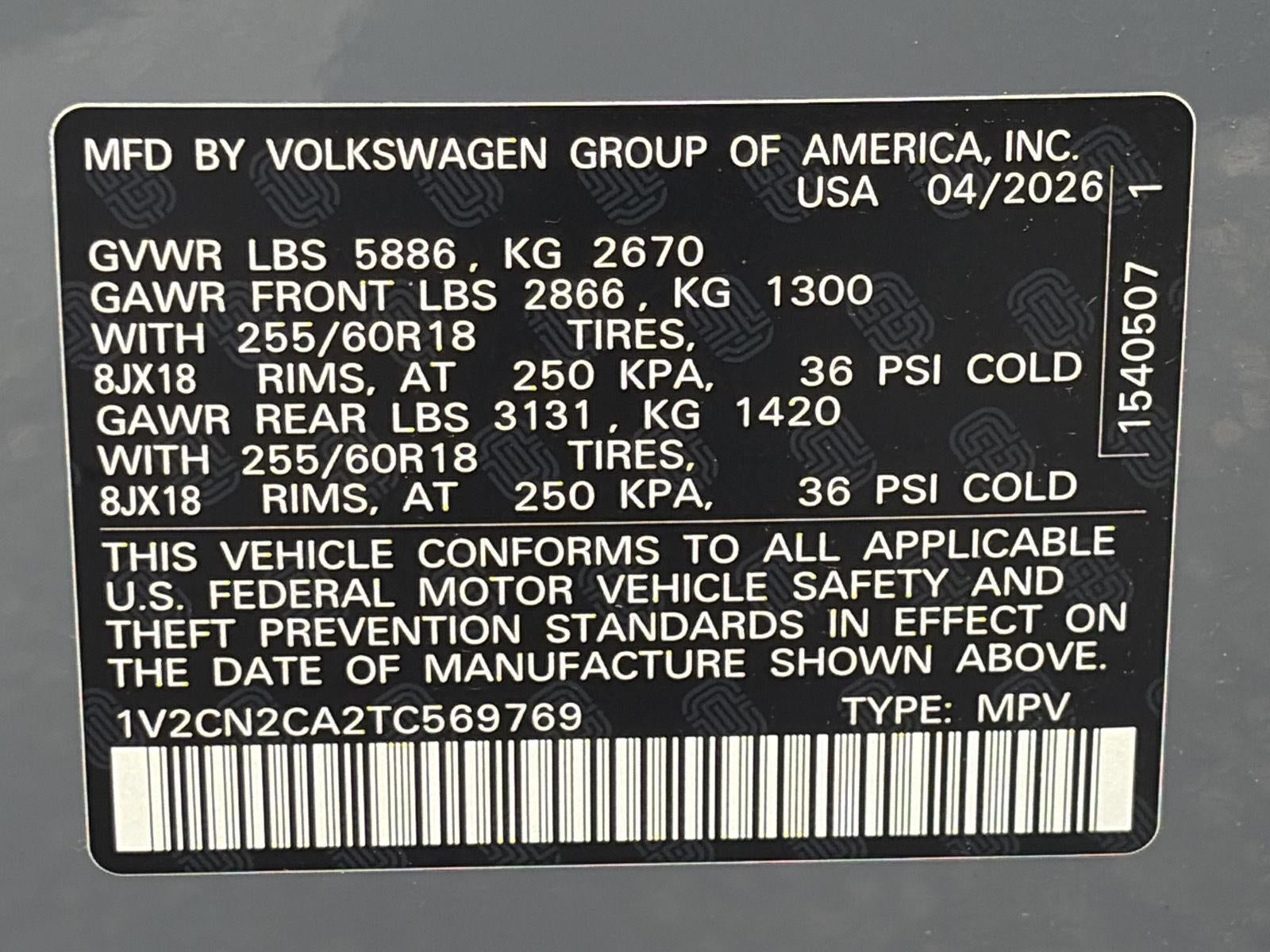 2026 Volkswagen Atlas 2.0T Peak Edition 4MOTION