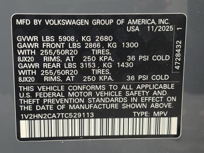 2026 Volkswagen Atlas 2.0T SE w/Technology 4MOTION