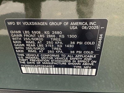 2026 Volkswagen Atlas 2.0T SE w/Technology 4MOTION