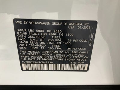 2026 Volkswagen Atlas 2.0T SE w/Technology 4MOTION