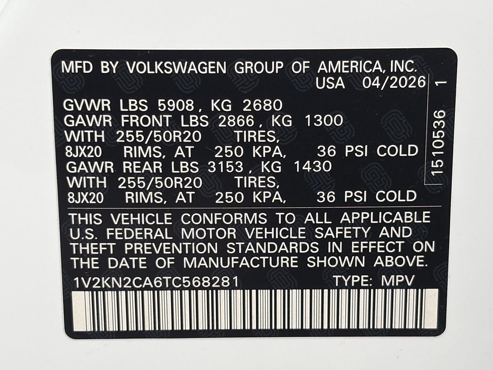 2026 Volkswagen Atlas 2.0T SE w/Technology 4MOTION