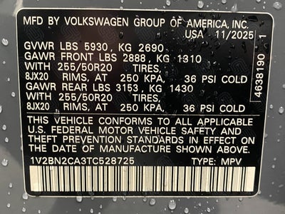 2026 Volkswagen Atlas 2.0T SEL 4MOTION