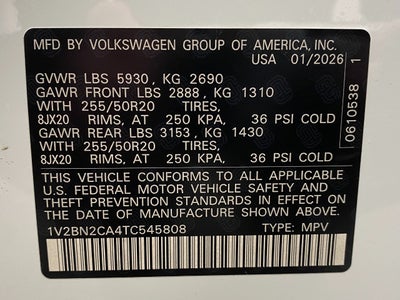 2026 Volkswagen Atlas 2.0T SEL 4MOTION