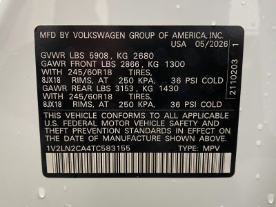 2026 Volkswagen Atlas 2.0T SE 4MOTION