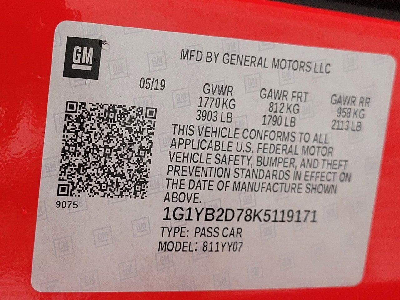 2019 Chevrolet Corvette 2dr Stingray Cpe w/1LT