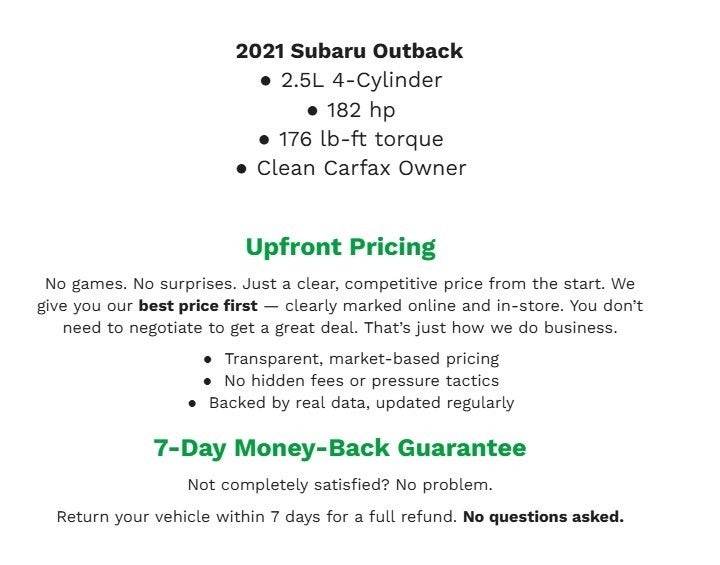 2021 Subaru Outback Touring CVT