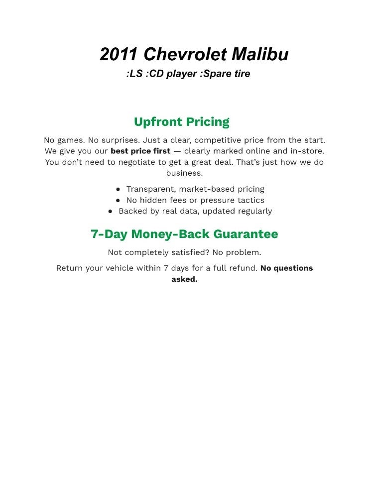 2011 Chevrolet Malibu 4dr Sdn LS w/1LS