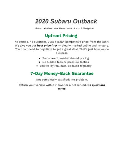 2020 Subaru Outback Limited CVT