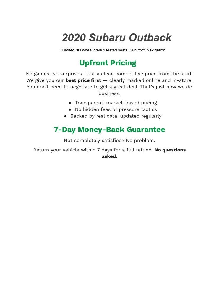 2020 Subaru Outback Limited CVT