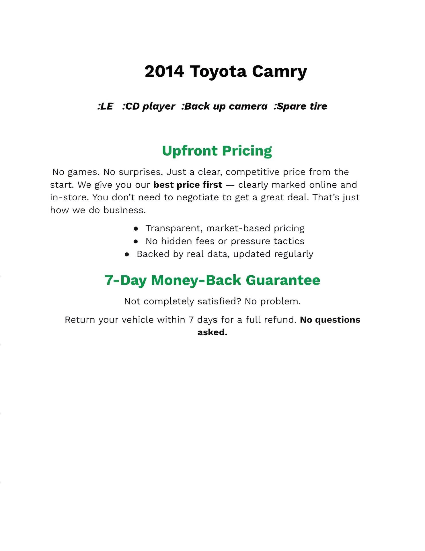 2014 Toyota CAMRY SEDAN