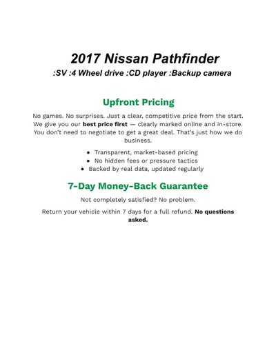 2017 Nissan Pathfinder 4x4 SV