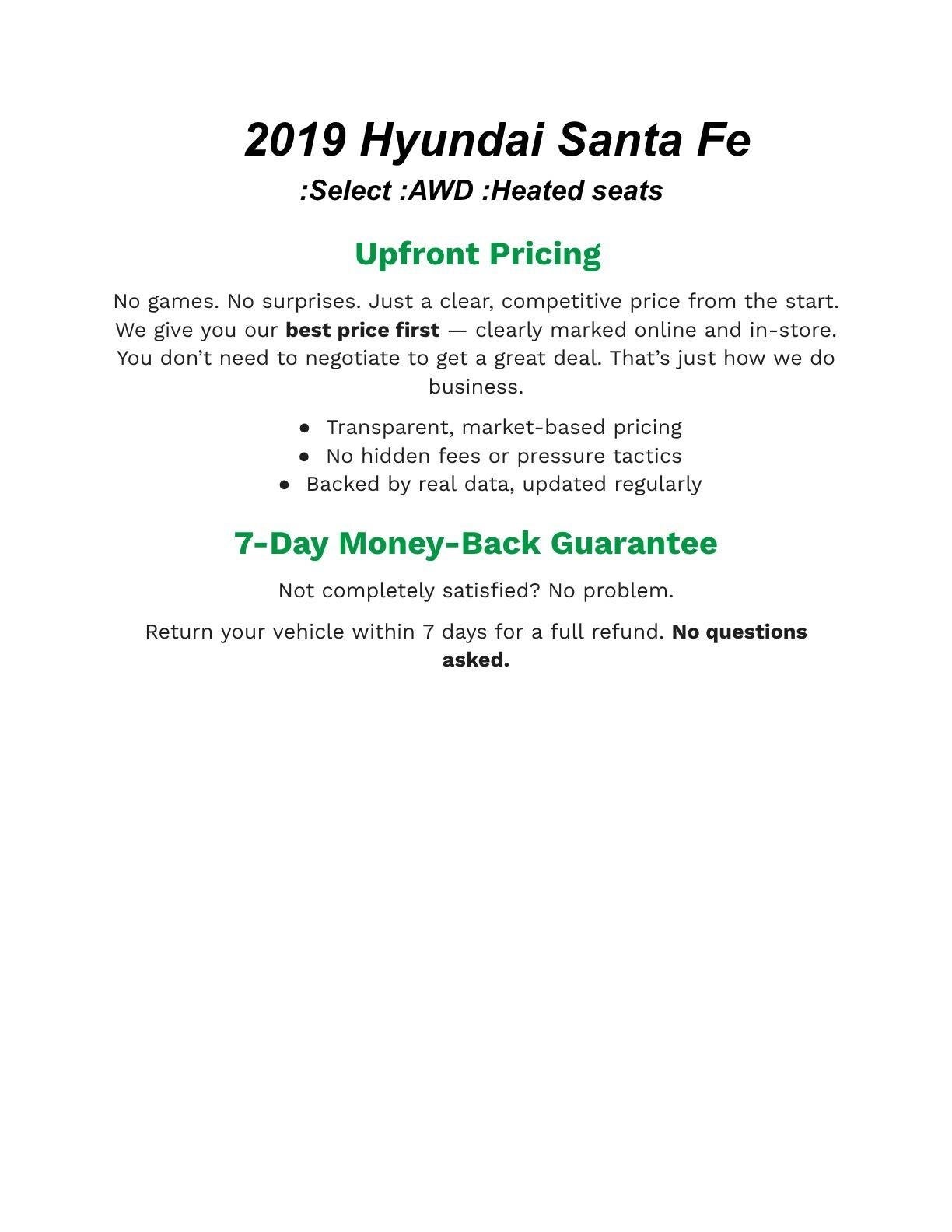 2019 Hyundai Santa Fe SEL 2.4L Auto AWD