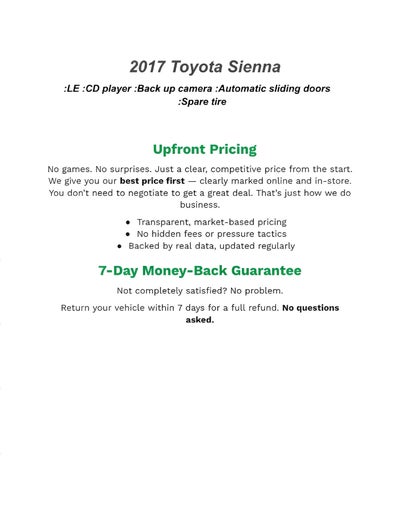 2017 Toyota SIENNA MINI-VAN, PASSENGER