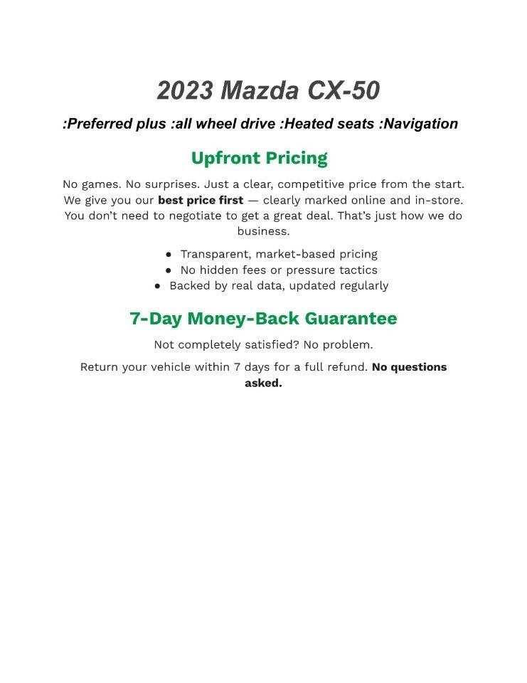 2023 Mazda Mazda CX-50 2.5 S Preferred Plus Package AWD