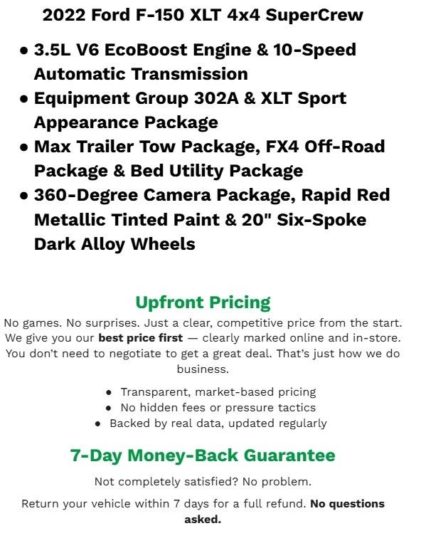 2022 Ford F-150 XLT 4WD SuperCrew 5.5' Box