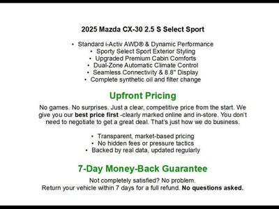 2025 Mazda Mazda CX-30 2.5 S Select Sport AWD