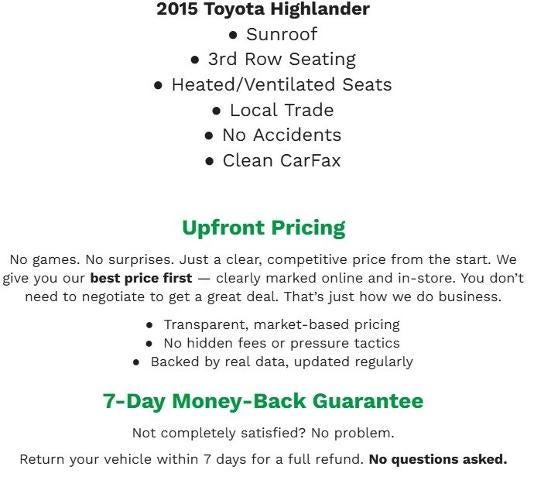 2015 Toyota Highlander AWD 4dr V6 Limited