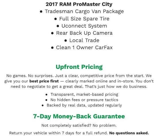 2017 RAM ProMaster City Tradesman Van