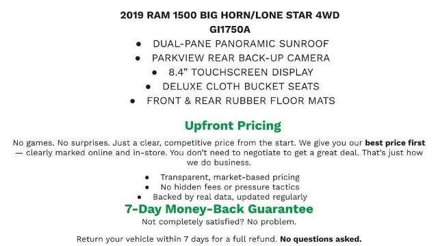 2019 RAM 1500 Big Horn/Lone Star Crew Cab 4x4 5'7" Box