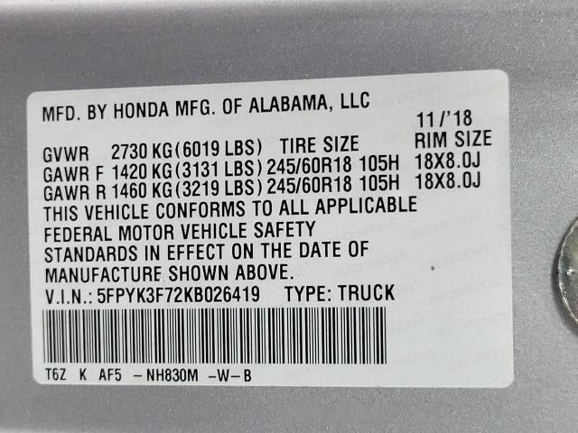 2019 Honda Ridgeline RTL-E AWD