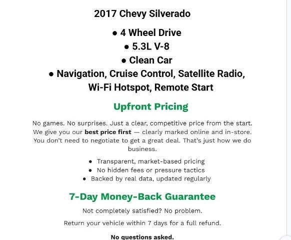 2017 Chevrolet Silverado 1500 4WD Double Cab 143.5 LT w/2LT