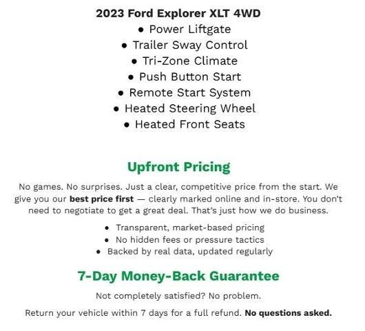 2023 Ford Explorer XLT 4WD **PUSH BUTTON START**POWER TAILGATE**HEATED FRONT SEATS**