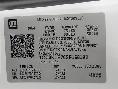 2025 Chevrolet Silverado 2500 HD 4WD Reg Cab 142 Work Truck