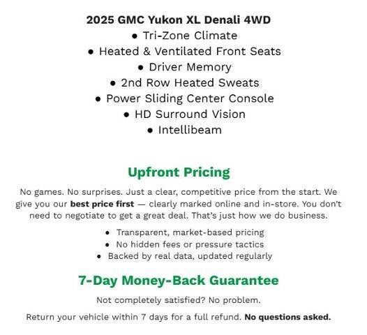 2025 GMC Yukon XL 4WD 4DR DENALI **HEATED FRONT & REAR SEATS**HD SURROUND VISION**ADAPTIVE CRUISE CONTROL**