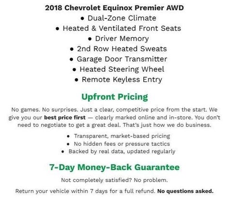 2018 Chevrolet Equinox AWD 4DR PREMIER W/1LZ **DUAL-ZONE CLIMATE**DRIVER MEMORY**UNIVERSAL HOME REMOTE**