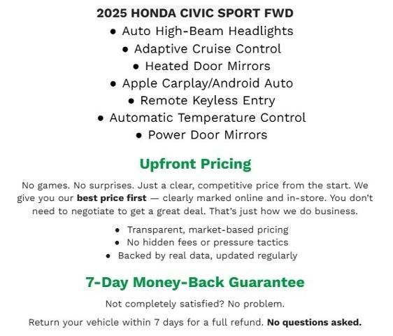 2025 Honda Civic Sedan Sport CVT