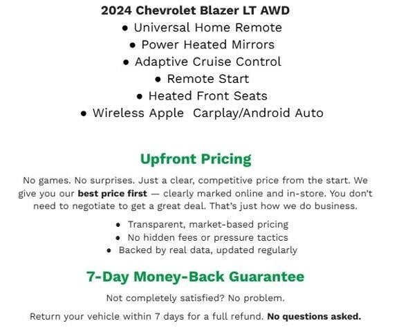 2024 Chevrolet Blazer AWD 4DR LT W/2LT **APPLE CARPLAY/ANDROID AUTO**REMOTE START**HEATED SEATS**