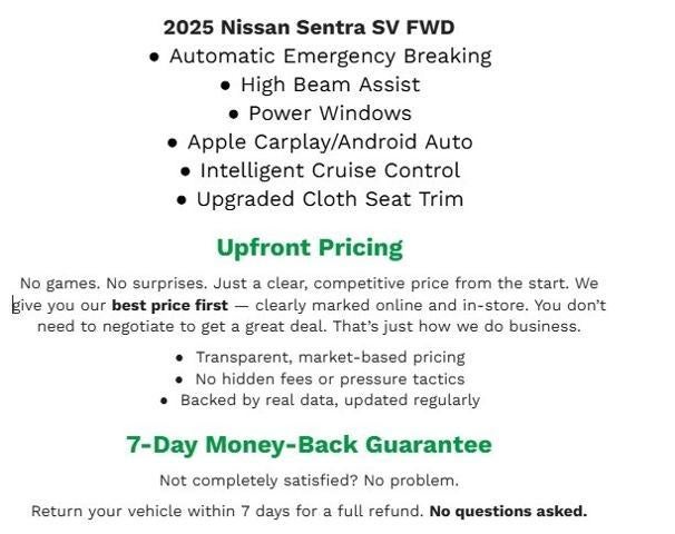 2025 Nissan Sentra SV CVT