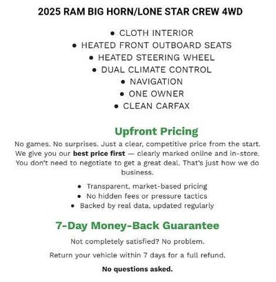 2025 RAM 1500 Big Horn 4x4 Crew Cab 5'7" Box
