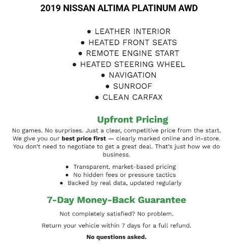 2019 Nissan Altima 2.5 Platinum AWD Sedan