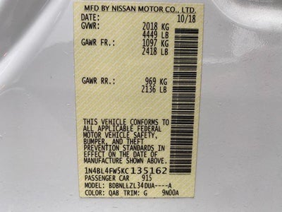 2019 Nissan Altima 2.5 Platinum AWD Sedan