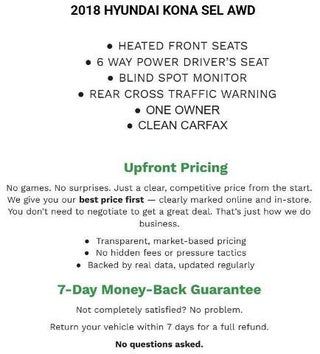 2018 Hyundai Kona SEL 2.0L Auto AWD