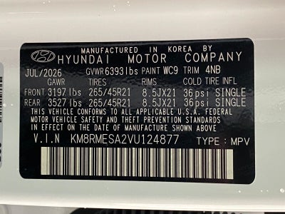 2027 Hyundai Palisade Hybrid Calligraphy Black Ink