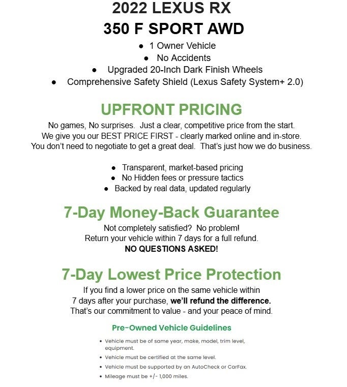 2022 Lexus RX RX 350 F SPORT Appearance AWD